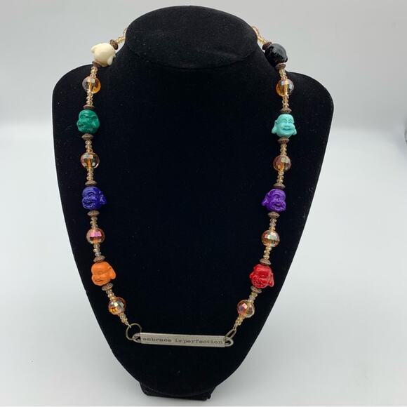 Embrace Imperfection Beaded Colorful Buddha Necklace - Picture 4 of 14